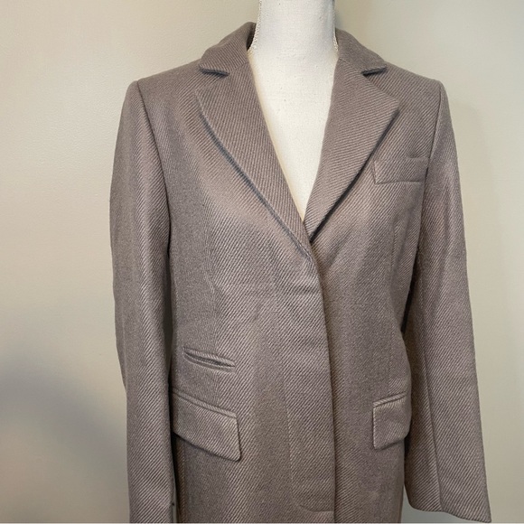Izzy Lane Otley Long Wool Coat Button Front Taupe - Picture 4 of 12